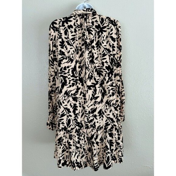 NWT H&M pink black floral print button front long sleeve shirt dress XS - Picture 8 of 12